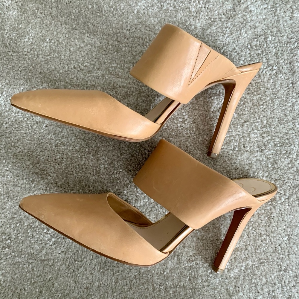 ‘Jessica Simpson’ Mule Heels - Tan Leather